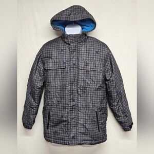 Cherokee L 12 /14 Boys Coat Poly Fill Hooded Warm Fleece Lined Zipper Velcro